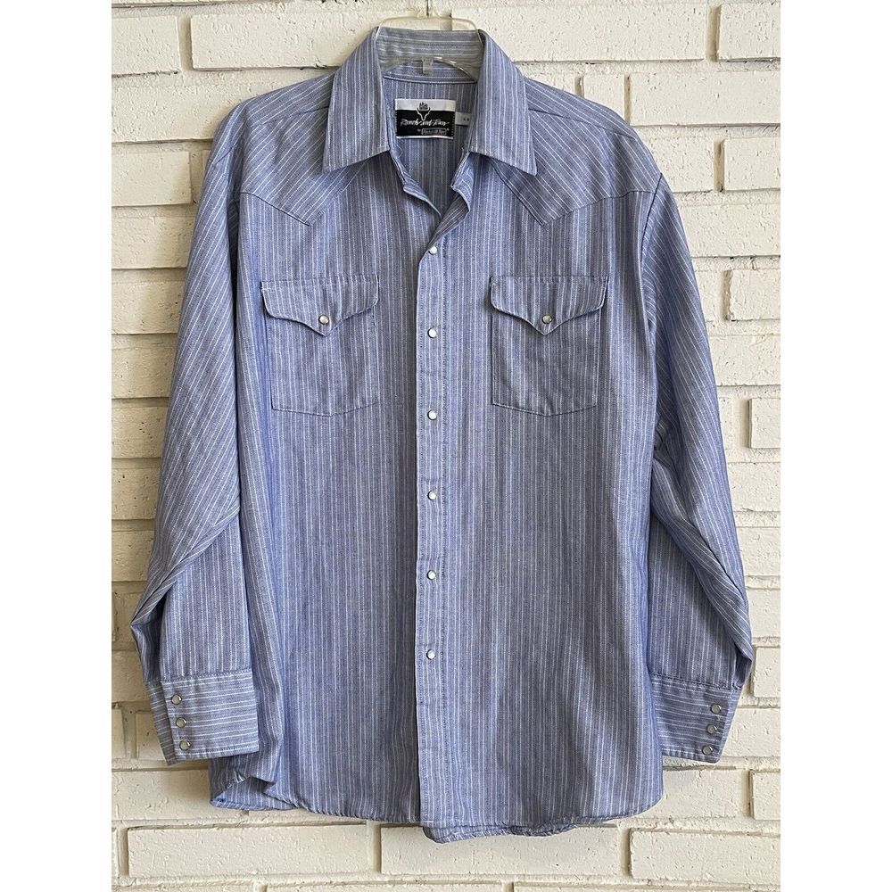 Panhandle Slim Ranch and Town USA 17 35 Pearl Snap Men's Western Cowboy Shirt‎